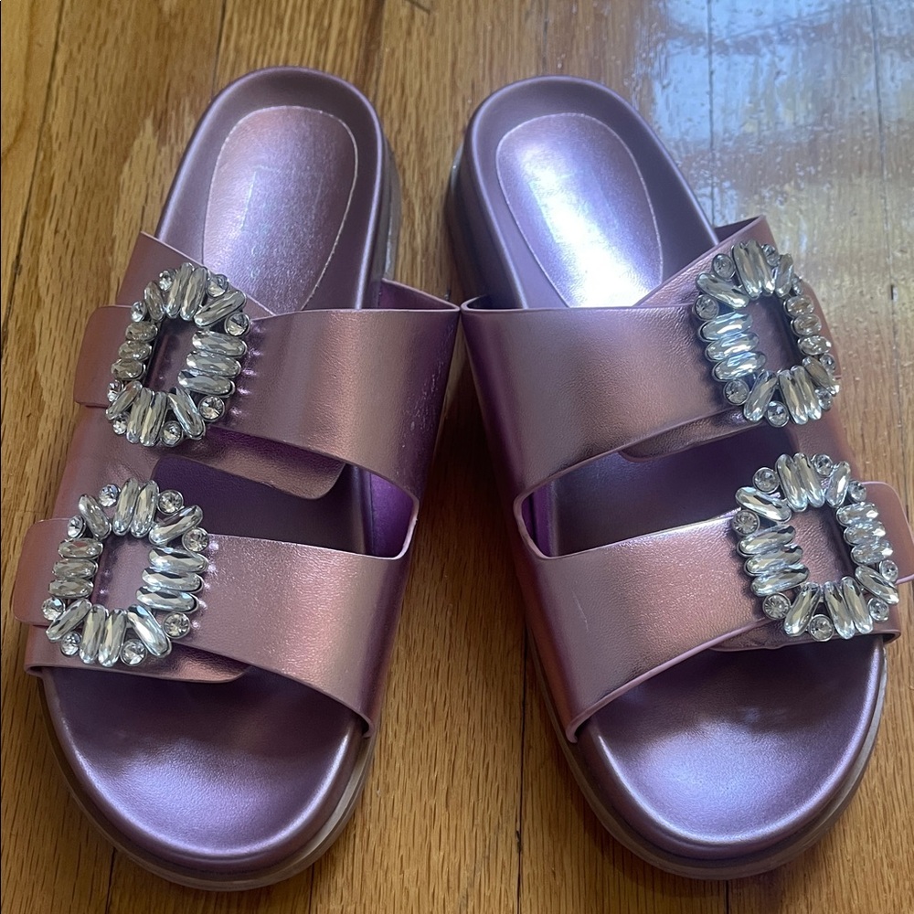 ShuShop Shiny Lavender Slide Sandals